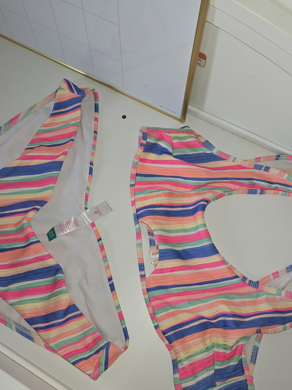 Striped Multicolor Bikini Set - Neon Rainbow Stripes